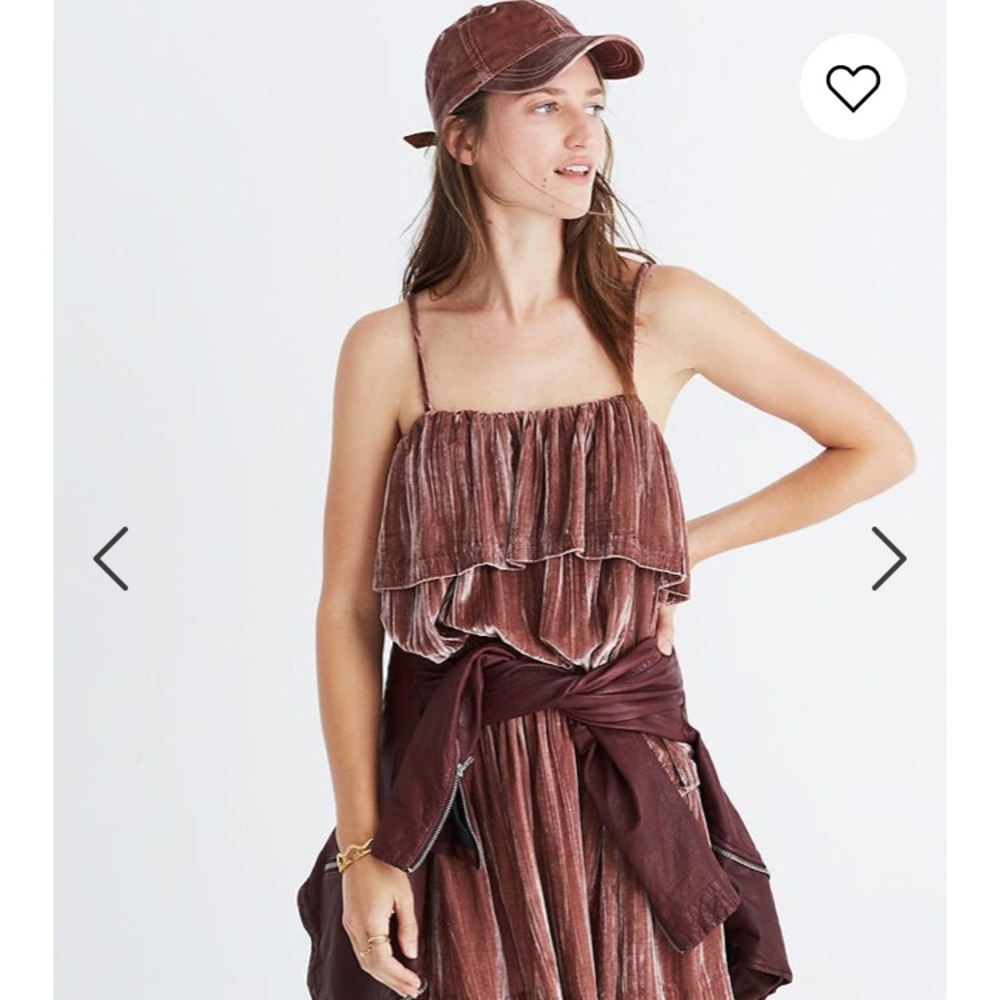 Madewell Crushed Velvet Ruffle Cami Tank Top